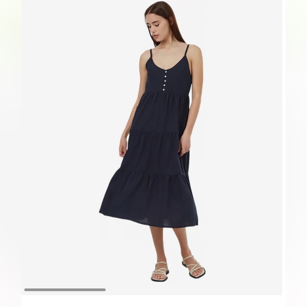 tentree midnight blue tiered cami dress